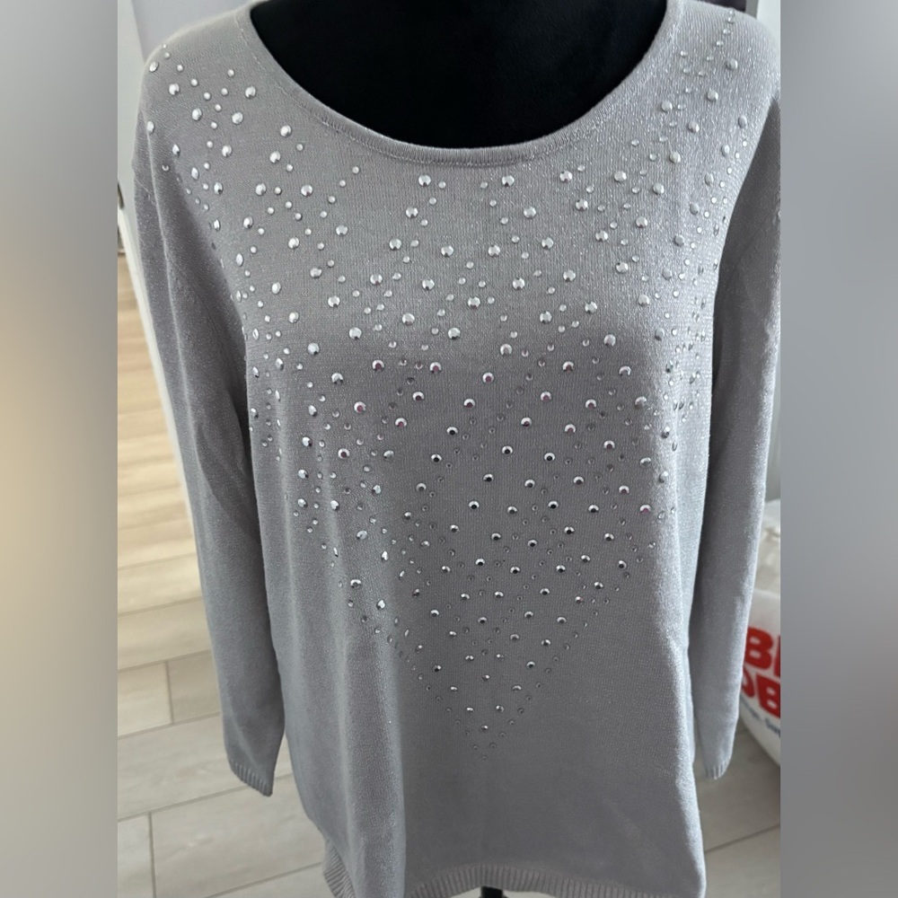 Nue Options Pullover Sweater Top Womens XL Knit Shimmer#691